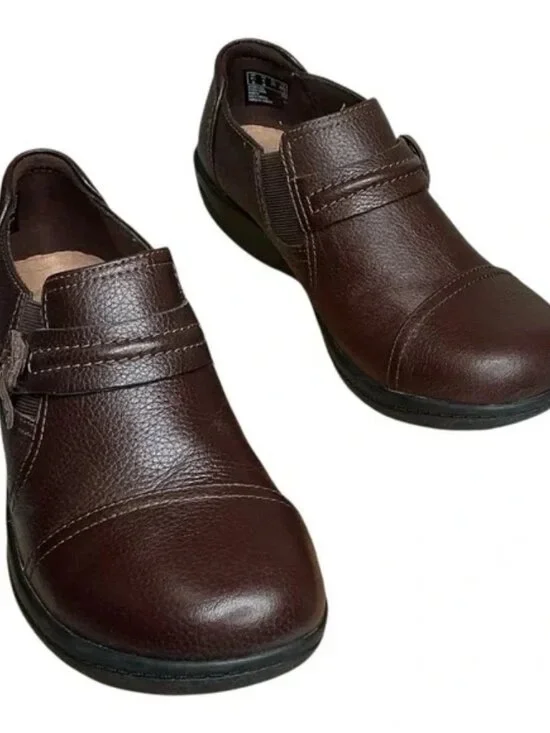 Clarks Collection Brown Leather Slip-On Comfort Loafers Women’s Size 6M - Picture 6 of 11